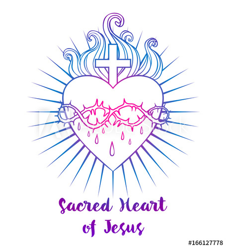 455x500 Sacred Heart Of Jesus Vector Illustration In Vivid Colors