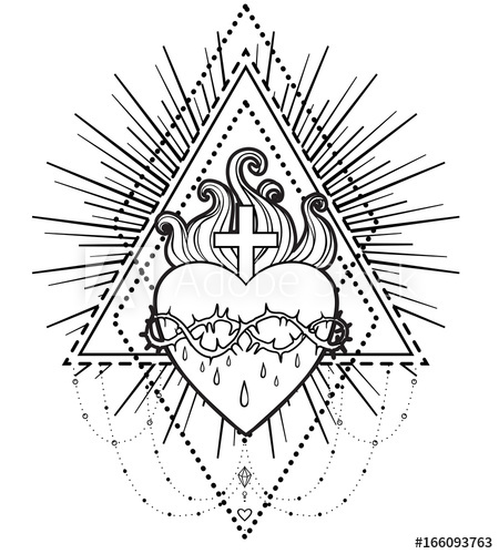 450x500 Sacred Heart Of Jesus Vector Illustration Isolated On White Over