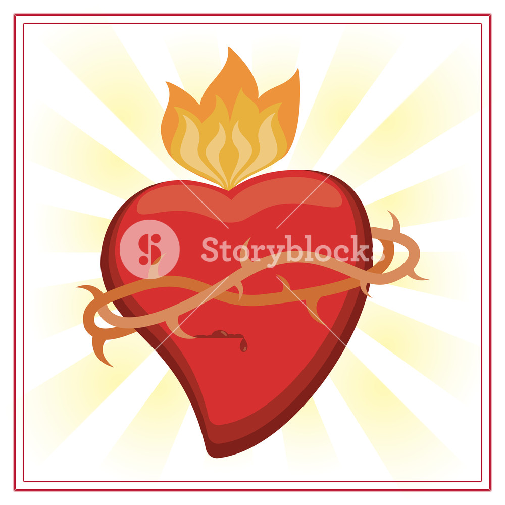1000x1000 Sacred Heart Jesus Christ Image Vector Illustration Royalty