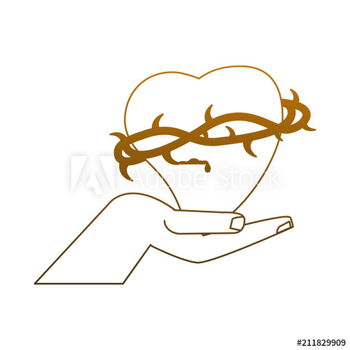 500x500 Hand With Sacred Heart Vector Illustration Graphic Design