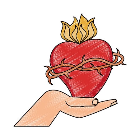 450x450 Hand With Sacred Heart Vector Illustration Graphic Design Royalty