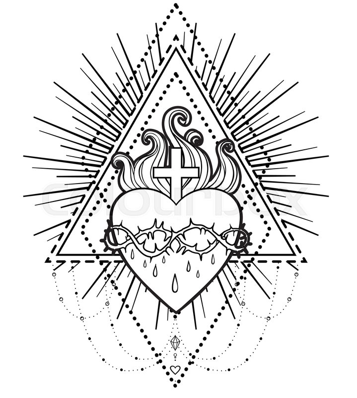 719x800 Sacred Heart Of Jesus Vector Stock Vector Colourbox