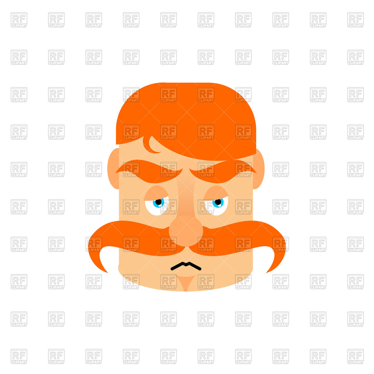 1200x1200 Irishman With Red Mustache Sad Emoji Vector Image Of People