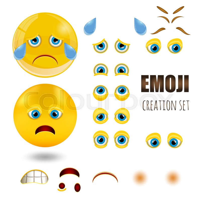 800x800 Yellow Sad Smiley Emoticons Creation Stock Vector Colourbox