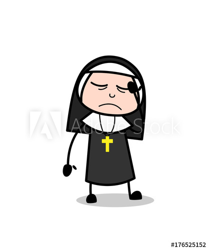 417x500 Upset Nun Sad Face Vector Illustration