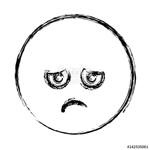 500x500 Blurred Silhouette Emoticon Sad Face Vector Illustration Stock