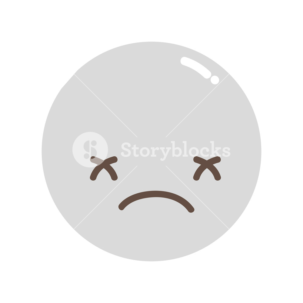 1000x1000 Full Color Kawaii Head With Cute Sad Face Vector Illustration