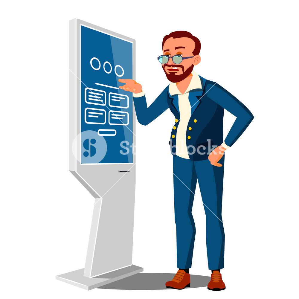 Low Salary, Sad Man In Business Suit Next To An Atm Vector 1000x1000 Low Salary, Sad Man In Business Suit Next To An Atm Vector