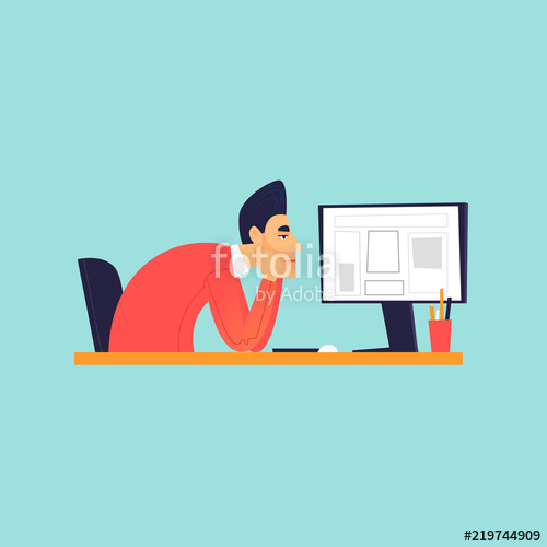 Sad Man Sitting Near Computer, Office Life Flat Design Vector 500x500 Sad Man Sitting Near Computer, Office Life Flat Design Vector