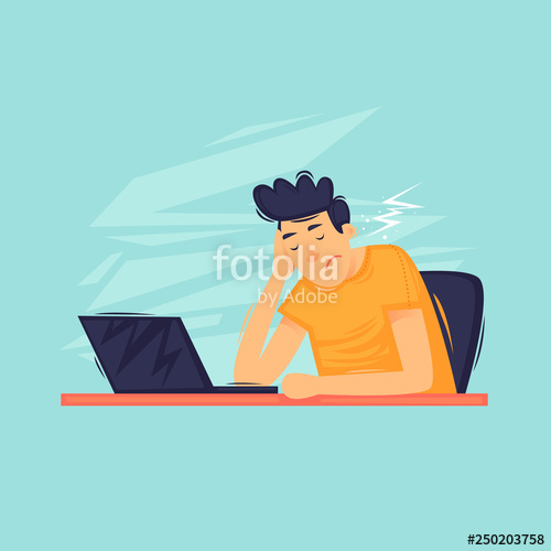 Sad Man Sitting Near The Laptop, Depression, Apathy Flat Design 500x500 Sad Man Sitting Near The Laptop, Depression, Apathy Flat Design