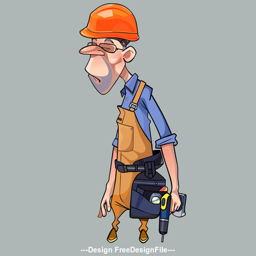 Vector Cartoon Sad Man In Helmet And Working Clothes With Tools 500x500 Vector Cartoon Sad Man In Helmet And Working Clothes With Tools
