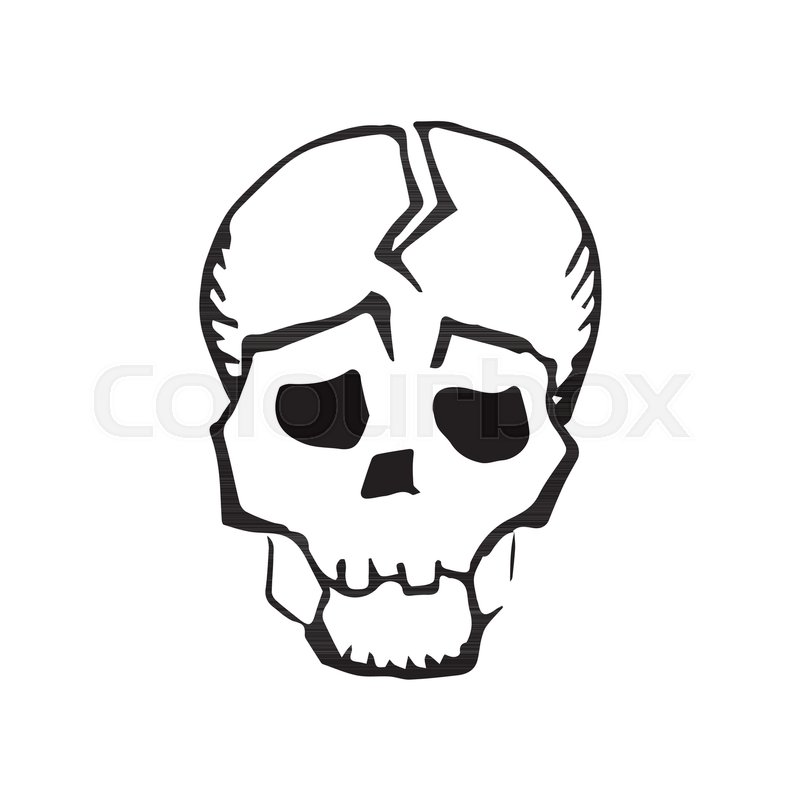 800x800 Broken Skull Drawing Sad Vector Skull Stock Vector Colourbox