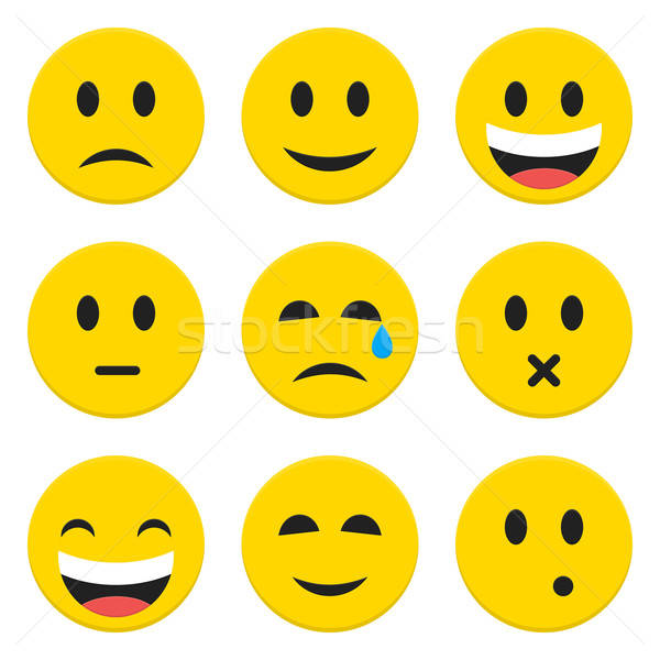 600x600 Character Emotions Happy And Sad Vector Icons Set Isolated Over