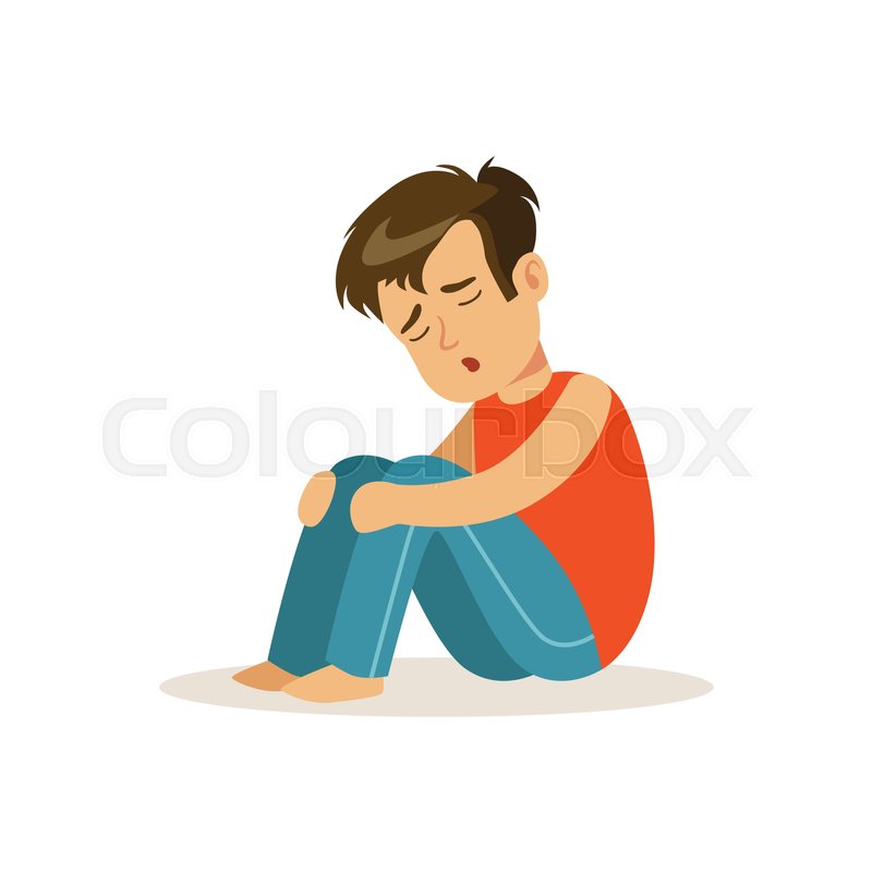 800x800 Frustrated Sad Boy Character Sitting Stock Vector Colourbox