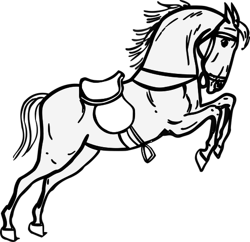 500x485 Jumping Horse With A Saddle Vector Illustration