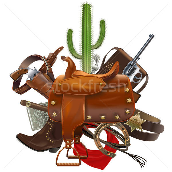 600x600 Vector Cowboy Concept With Saddle Vector Illustration Dashadima