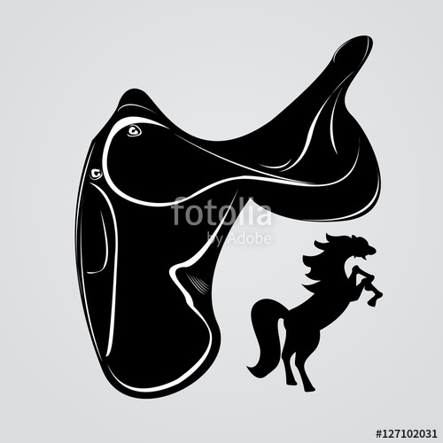 500x500 Vector Horse And Saddle, Symbol Outline, Shadow Stock Image