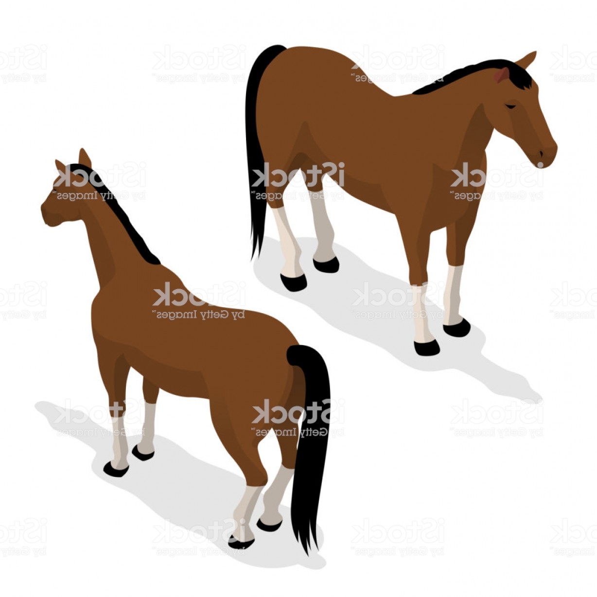 1228x1228 Western Horse With Saddle And Bridle Isometric Vector Illustration