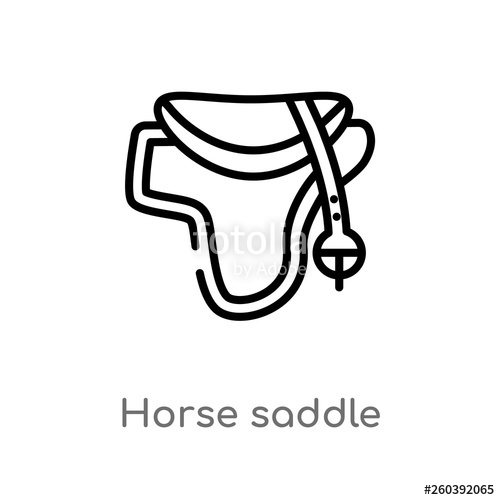 500x500 Outline Horse Saddle Vector Icon Isolated Black Simple Line