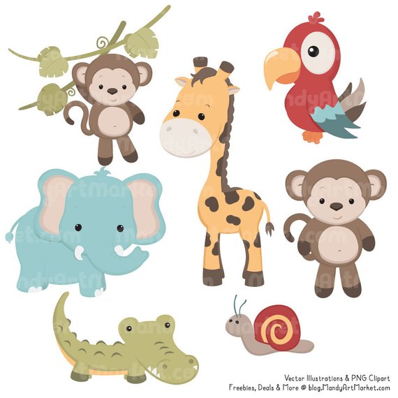 570x570 Cute Vintage Jungle Animal Clipart