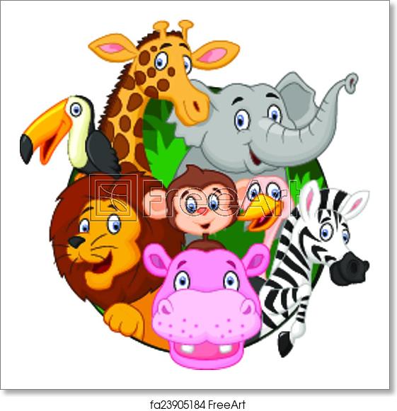 561x581 Free Art Print Of Cartoon Safari Animals Vector Illustration