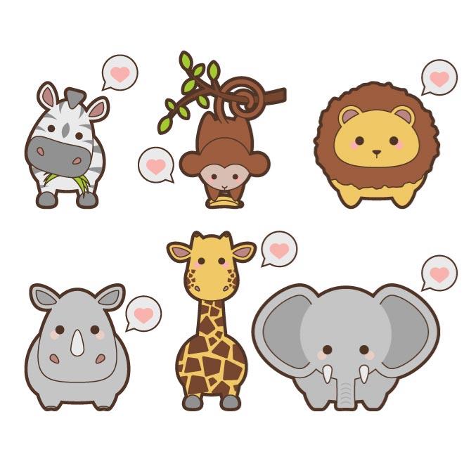 660x660 Kawaii Safari Animals Vectors