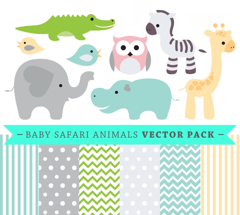 794x712 Premium Baby Shower Vector Clipart Baby Safari Animals Etsy