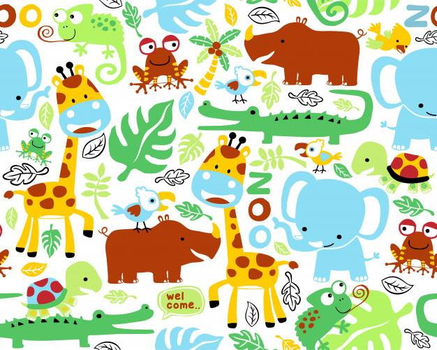 626x501 Seamless Pattern Vector With Funny Safari Animals Vector Premium