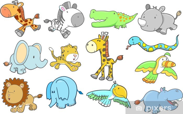 700x438 Wildlife Safari Animals Vector Illustration Set Wall Mural