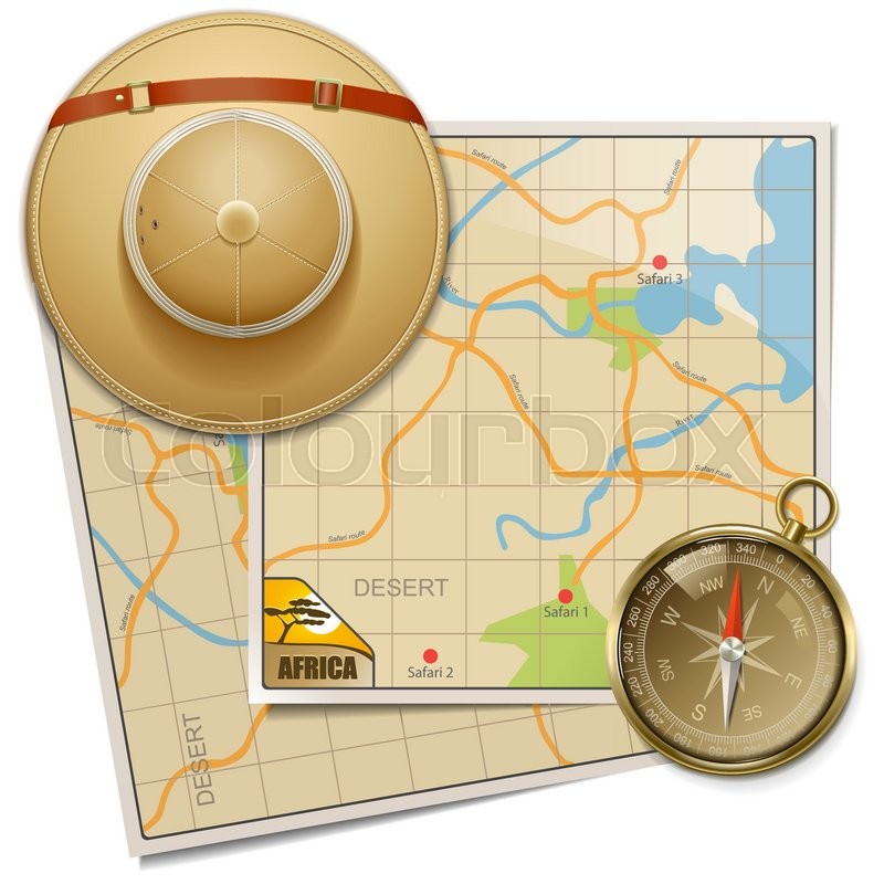 Vector Safari Map With Hat Isolated On Stock Vector Colourbox 800x800 Vector Safari Map With Hat Isolated On Stock Vector Colourbox