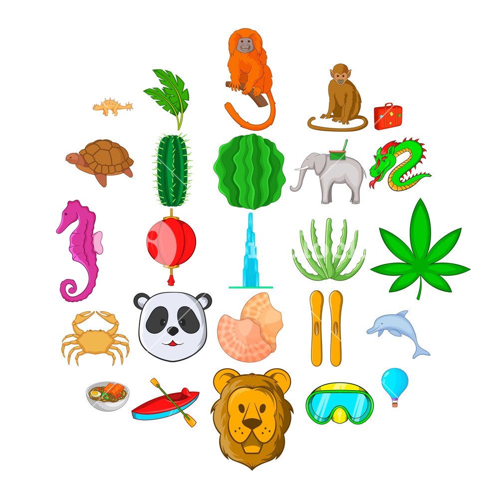 1000x1000 Safari Icons Set Cartoon Set Of Safari Vector Icons For Web