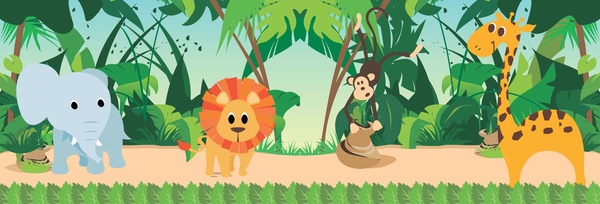 600x204 Safari Jungle Animals Free Cdr Vector Free Download Vector