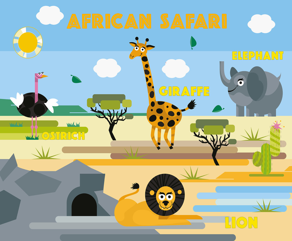 1136x936 Free African Safari Vector Background Vector Art Graphics