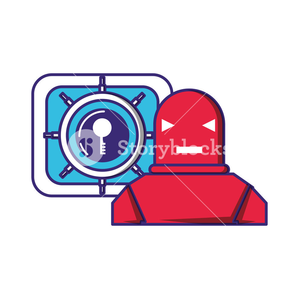 Cyber Robot With Safe Box Vector Illustration Design Royalty Free 1000x1000 Cyber Robot With Safe Box Vector Illustration Design Royalty Free