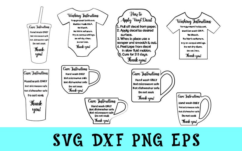 794x496 Care Card Bundle Care Instruction Cardssvg Etsy
