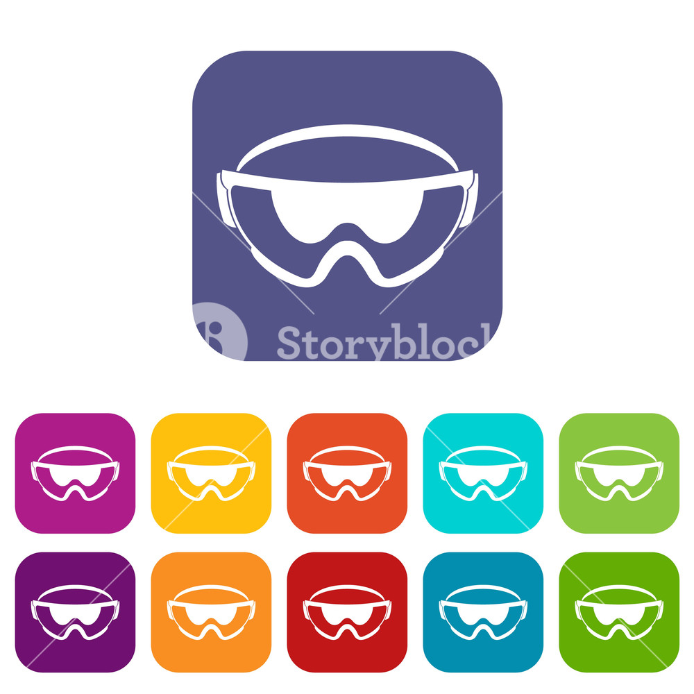Safety Glasses Icons Set Vector Illustration In Flat Style 1000x1000 Safety Glasses Icons Set Vector Illustration In Flat Style