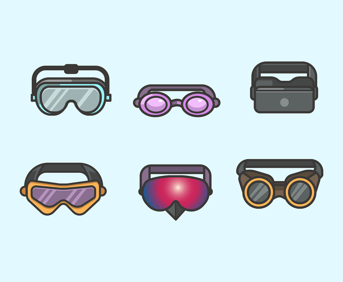 Types Of Goggles Vector In Thick Lines Vector Art Graphics 1136x936 Types Of Goggles Vector In Thick Lines Vector Art Graphics