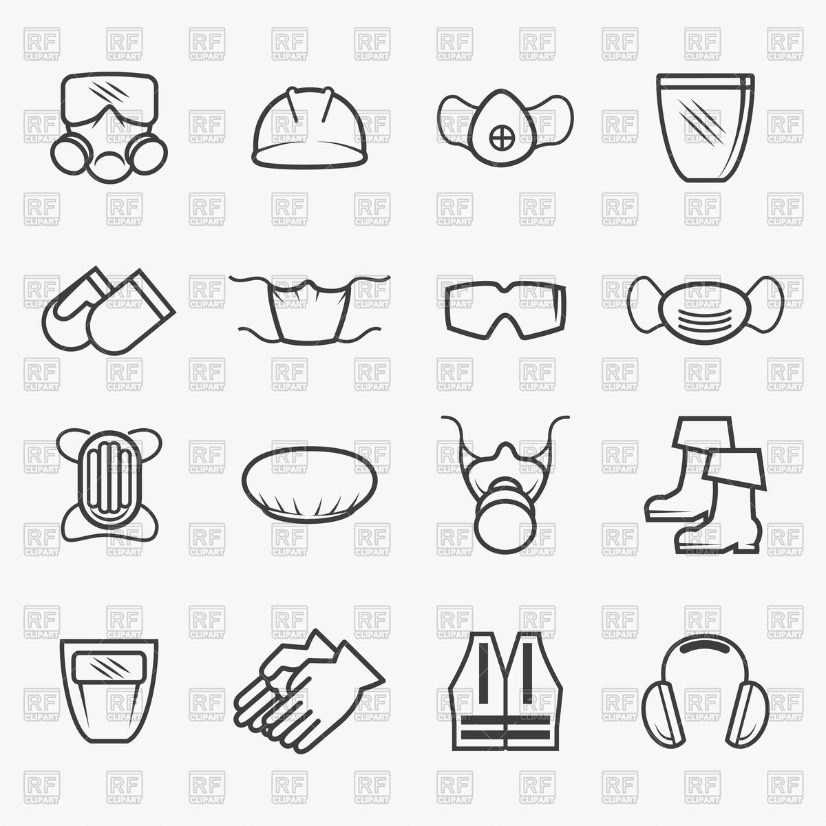 1200x1200 Outline Occupational Safety Icons Vector Image Of Icons