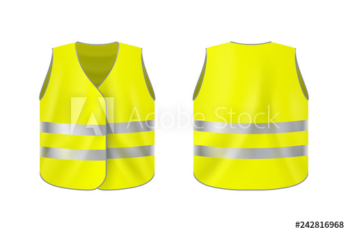 500x334 Realistic Reflective Vest, Front And Back View, Safety Jacket