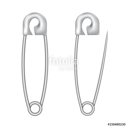 500x500 Realistic Silver Safety Pin Vector Illustration Stock Image
