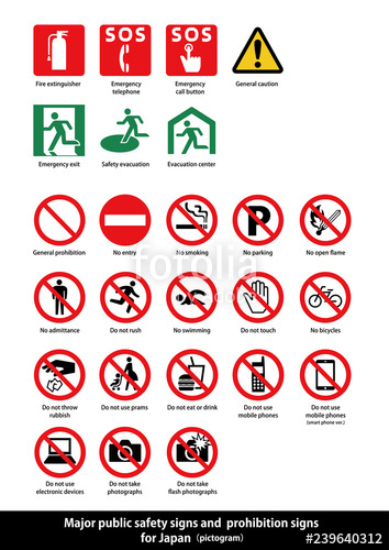 Major Public Safety Signs And Prohibition Signs For Japan 354x500 Major Public Safety Signs And Prohibition Signs For Japan