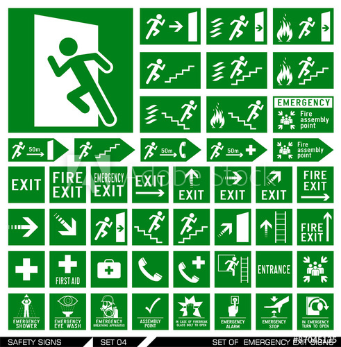 Set Of Safety Signs Exit Signs Set Of Emergency Exit Signs 491x500 Set Of Safety Signs Exit Signs Set Of Emergency Exit Signs