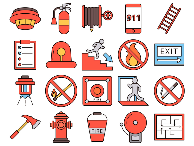 800x600 Fire Safety Vector Freebie Icon Set