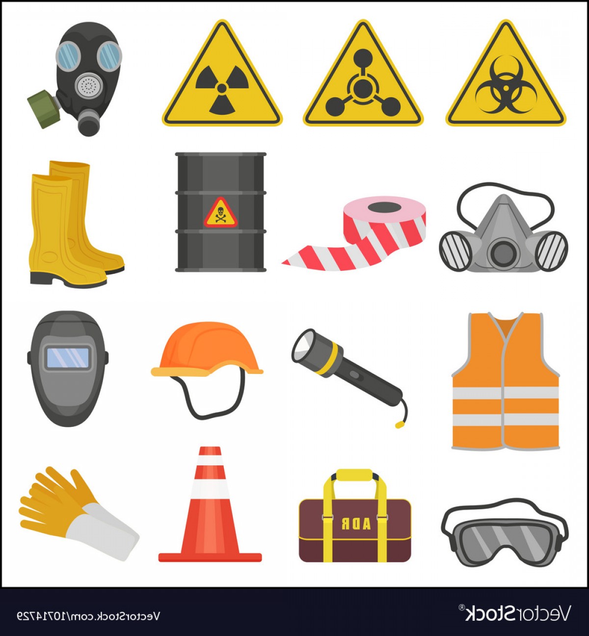 1200x1296 Industrial Job Work Safety Equipment Flat Icons Vector Cqrecords