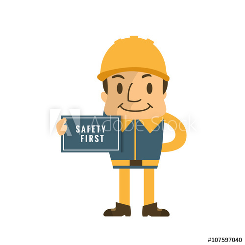 500x500 Construction Worker Holding Safety First Sign, Safety First