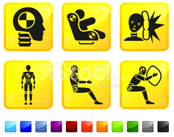 554x439 Crash Test Dummy Auto Safety Vector Icon Set Stickers Stock Vector