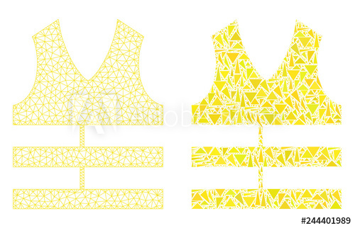 500x322 Mesh Vector Safety Vest With Flat Mosaic Icon Isolated On A White