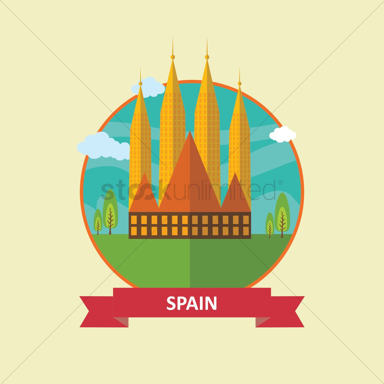 1300x1300 Sagrada Familia Vector Image
