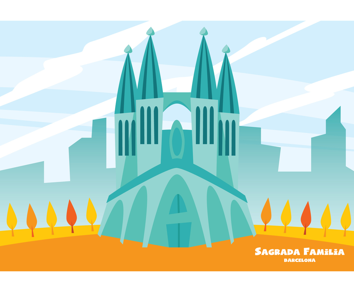 1136x936 Sagrada Familia Building Vector Art Graphics