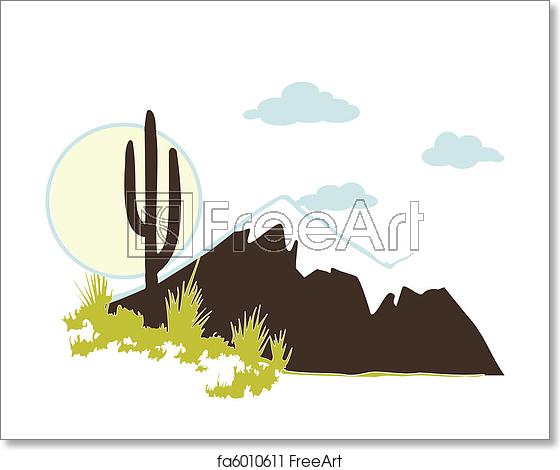Free Art Print Of Cactus Saguaro And Mountains Vector 560x470 Free Art Print Of Cactus Saguaro And Mountains Vector